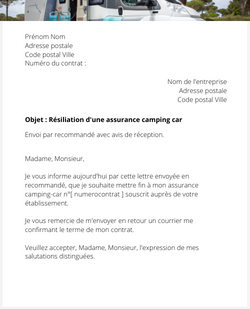 Résilier une assurance camping-car