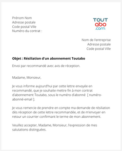 Résilier un abonnement Toutabo