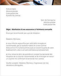 La lettre de résiliation d'une assurance