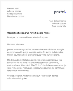 Résilier un forfait mobile Prixtel