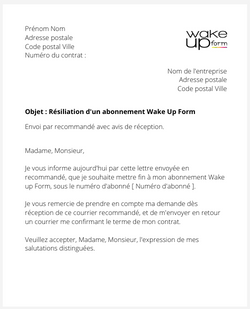 Résiliation d'un abonnement Wake up Form