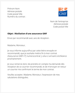 Résiliation d'une assurance GMF