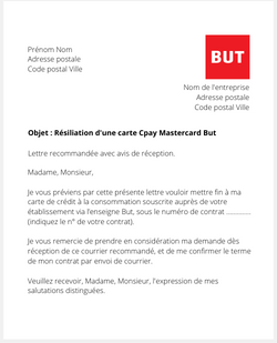 Lettre de résiliation de la carte But Cetelem