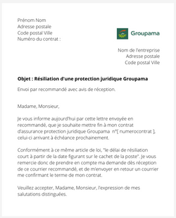 Résilier une protection juridique Groupama