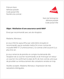 Résiliation d'une mutuelle MAIF