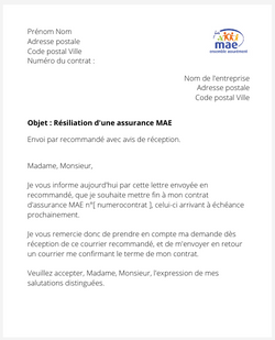 Résiliation d'une assurance MAE