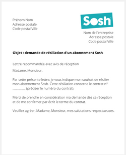 Lettre de résiliation Sosh