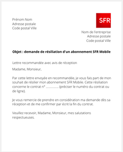 Lettre pour résilier SFR Mobile