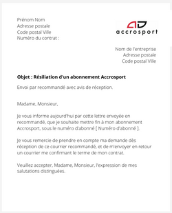 Résilier un abonnement Accrosport