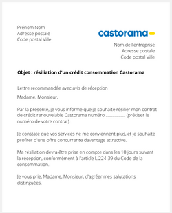 Résilier une carte de crédit Castorama