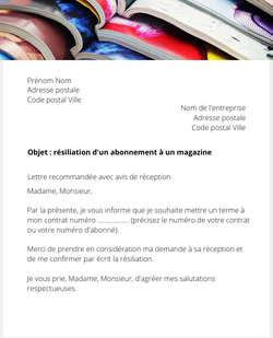 Lettre de résiliation pour un magazine du groupe L'Express