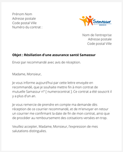 Résiliation d'une assurance santé Samassur