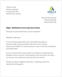 Résiliation d'une assurance Aréas