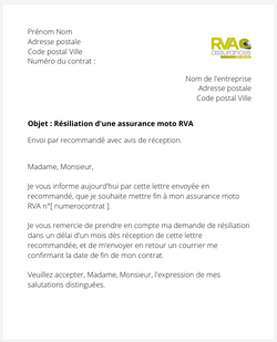 Résilier une assurance moto RVA