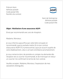 Résiliation d'une assurance AGIPI