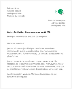 Résiliation d'une assurance santé ECA