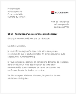 Résiliation d'un contrat auto Sogessur