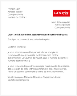 Se désabonner du journal Le Courrier de l'Ouest