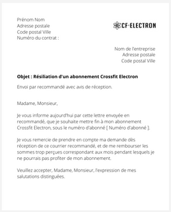 Résilier un abonnement Crossfit Electron