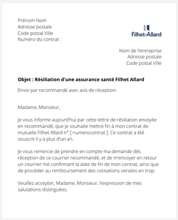 Résilier une mutuelle Filhet Allard