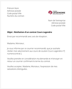 Résiliation d'un contrat Cours Legendre