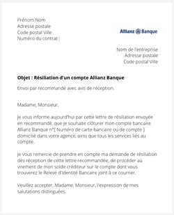 Clôture d'un compte Allianz Banque