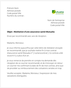 Résiliation d'une assurance santé Mutualia