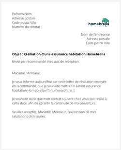 Résilier un contrat habitation Homebrella