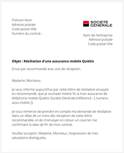 Résiliation d'une assurance mobile Quiétis