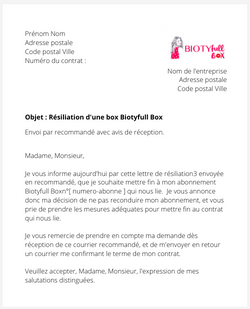 Résiliation d'une box surprise Biotyfull Box