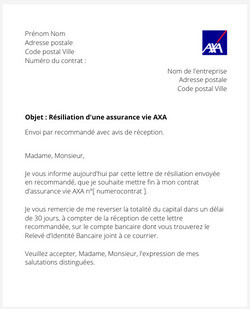 Résiliation une assurance vie AXA