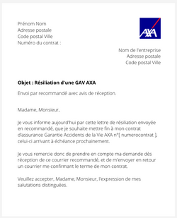 Résiliation d'une GAV AXA