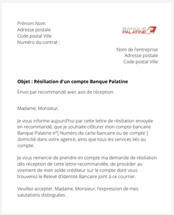 Clôture d'un compte Banque Palatine