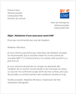 Résiliation d'une assurance santé GMF