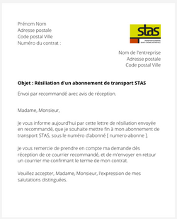 Se désabonner du réseau de transport STAS