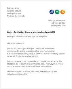 Résiliation d'une protection juridique MMA