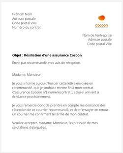 La résiliation d'un contrat Cocoon Assurance