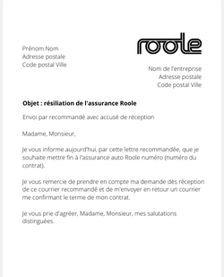 La lettre de résiliation d'une complémentaire auto Identicar