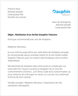 La résiliation d'une offre mobile Dauphin Telecom