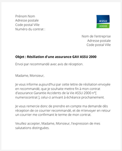 Résiliation d'une GAV ASSU 2000