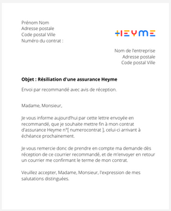 Résiliation d'un contrat HEYME