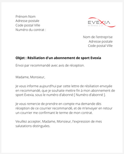 Se désabonner d'une salle de sport Evexia