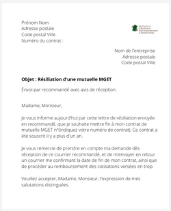 Résiliation d'une assurance santé MGET