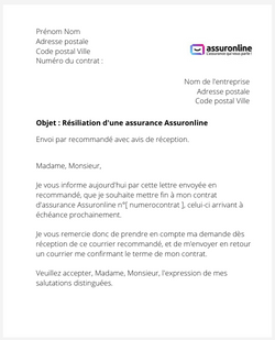 Résiliation d'une assurance Assuronline