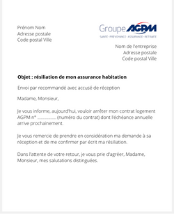 Résiliation d'un contrat logement AGPM