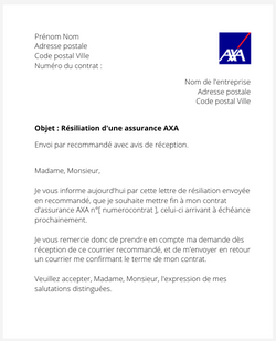 Résiliation d'un contrat AXA