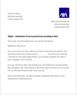 La résiliation d'une protection juridique AXA