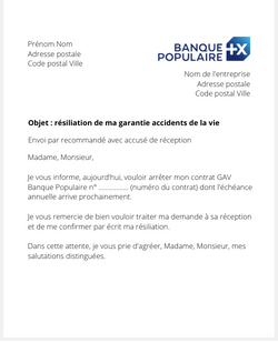 Résiliation d'une GAV Banque Populaire