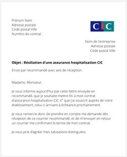 Résiliation d'un contrat Hospi CIC