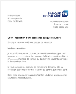 La résiliation d'un contrat Banque Populaire